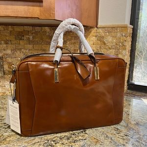 NWT La Mansio 6-in-1 convertible work tote briefcase backpack (brown leather)